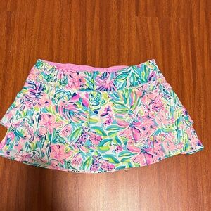 Lilly Pulitzer Pink Tropical Ruffle golf skirt